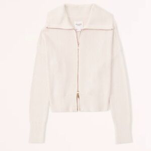 double zip ribbed cardigan sweater